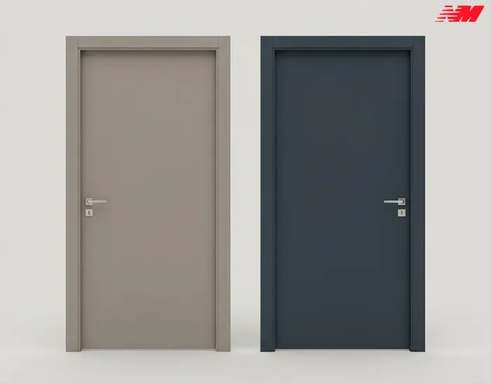 Порівняння теплого сірого і холодного графіту міжкімнатних дверей поряд в одному кадрі