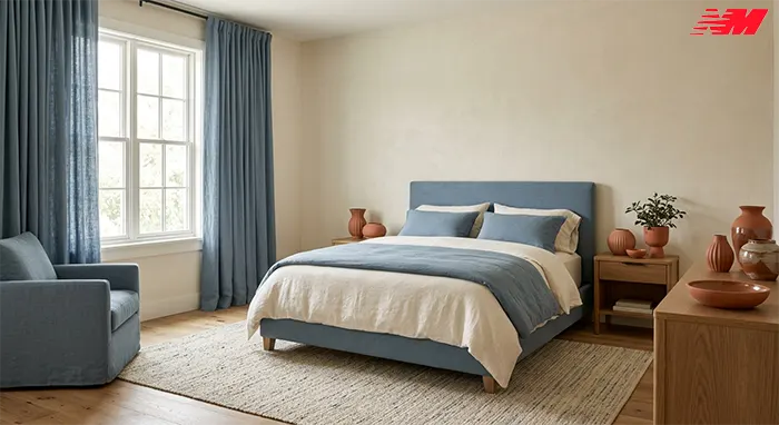 Правило 60-30-10 у спальні: розподіл кольорів стін, меблів і акцентів